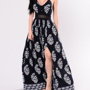 Navy Printed Maxi Dress